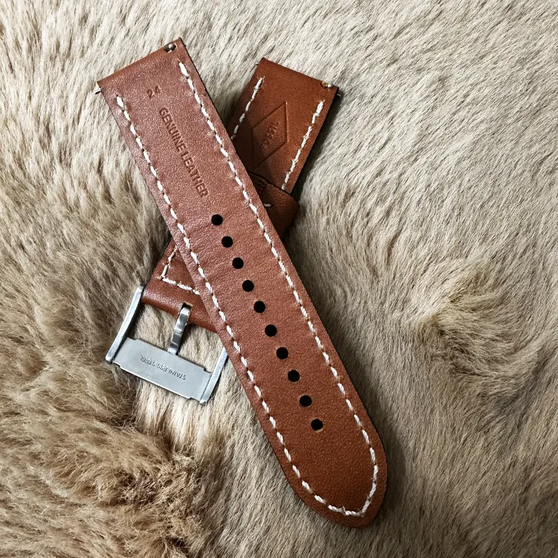 Fossil 24mm Brown Big Thick Leather Strap – Classic & Elegant Watch Band